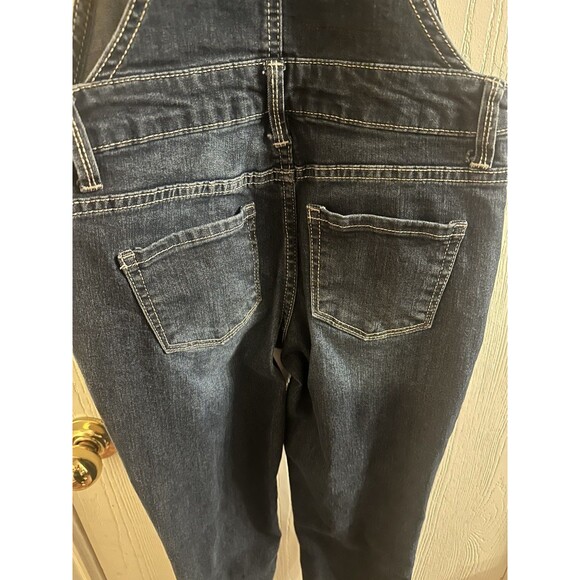 Kohl’s SO Girls Size 8 Dark Blue Denim Overalls Straight Leg Jeans with Pockets - Picture 7 of 8